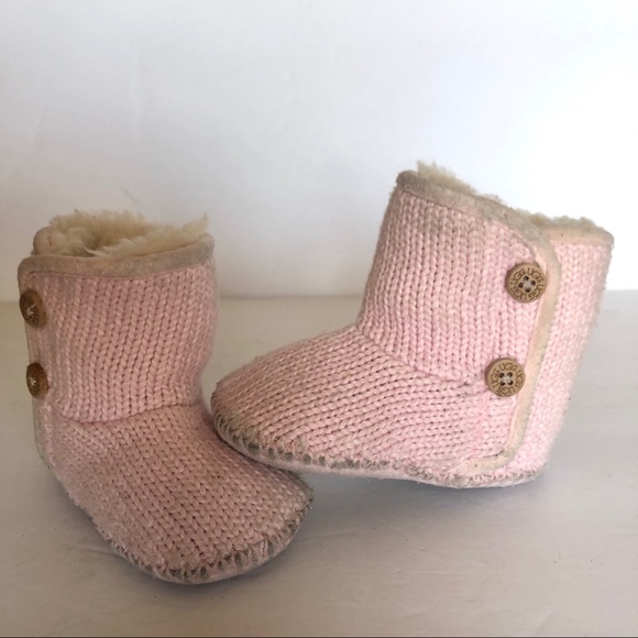UGG Pearl Pink Knit Baby Girl Winter Snow Boots Size 2/3 - Picture 2 of 12